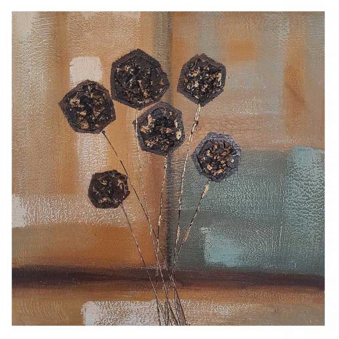 Πίνακας σε καμβά ανάγλυφο σχέδιο Abstract Flower Art 60x60x4εκ. YC-646