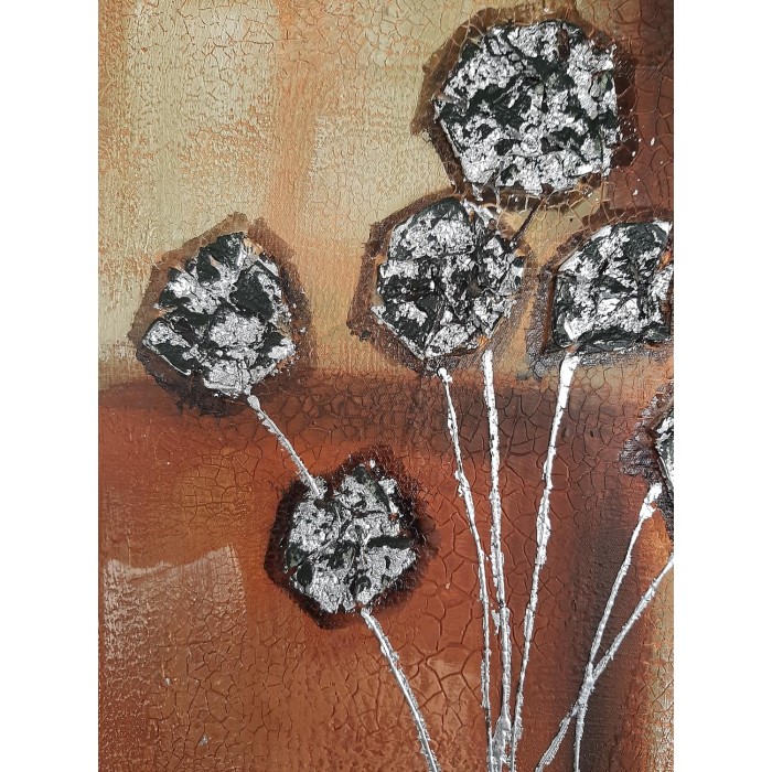 Πίνακας σε καμβά ανάγλυφο σχέδιο Abstract Flower Art 60x60cm Galifas