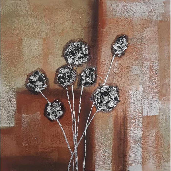 Πίνακας σε καμβά ανάγλυφο σχέδιο Abstract Flower Art 60x60cm Galifas