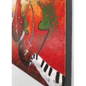 Πίνακας σε καμβά ανάγλυφο σχέδιο Musical Instruments 60x60x4εκ. YC-650