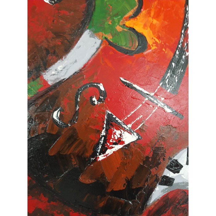 Πίνακας σε καμβά ανάγλυφο σχέδιο Musical Instruments 60x60x4εκ. YC-650