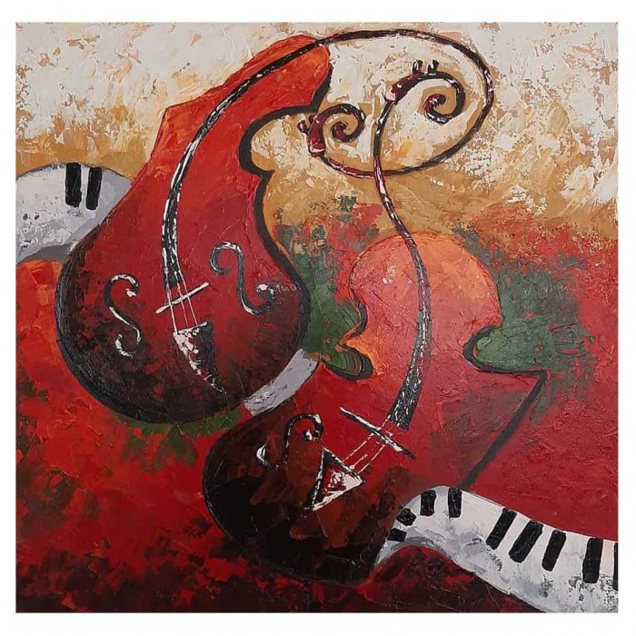 Πίνακας σε καμβά ανάγλυφο σχέδιο Musical Instruments 60x60x4εκ. YC-650