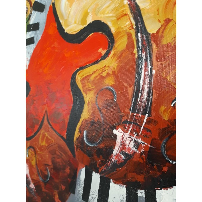Πίνακας σε καμβά ανάγλυφο σχέδιο Musical Instruments 60x60x4εκ. YC-651