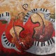 Πίνακας σε καμβά ανάγλυφο σχέδιο Musical Instruments 60x60x4εκ. YC-651