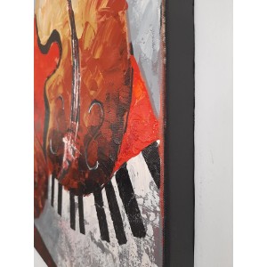 Πίνακας σε καμβά ανάγλυφο σχέδιο Musical Instruments 60x60x4εκ. YC-651