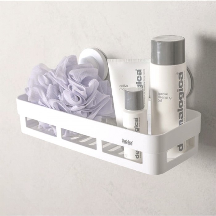 Ράφι τοίχου ορθογώνιο με βεντούζες Bathlux 30.2x13.8x12.7εκ.