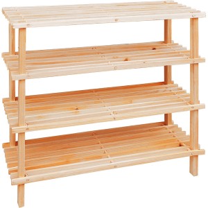 Παπουτσοθήκη ξύλινη ραφιέρα με 4 ράφια φυσικό 74x26x69εκ.
