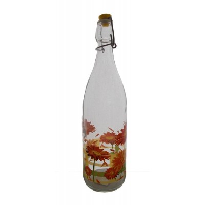Μπουκάλι γυάλινο με σχέδιο Chrysanthemo 1L