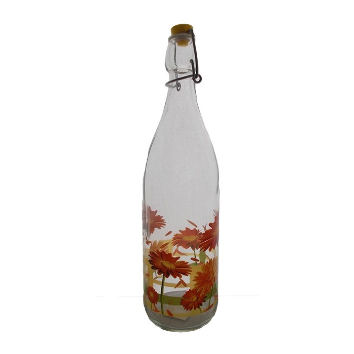 Μπουκάλι γυάλινο με σχέδιο Chrysanthemo 1L
