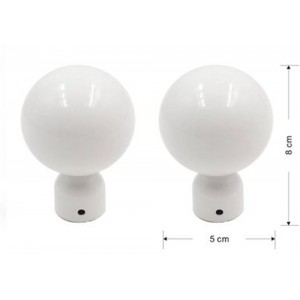 Άκρα Κουρτινόξυλου από Μέταλλο άσπρο 8x5cm Φ20mm σετ 2 τμχ ForHome 240667