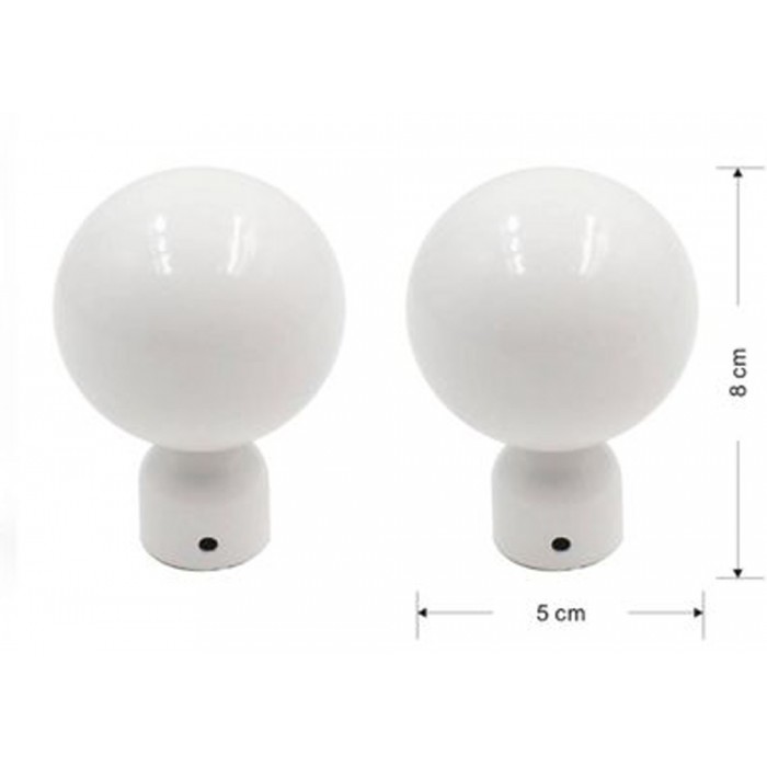 Άκρα Κουρτινόξυλου από Μέταλλο άσπρο 8x5cm Φ20mm σετ 2 τμχ ForHome 240667