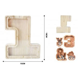 Κουμπαράς Ξύλινος Μπεζ 18x15cm Tpster 34988
