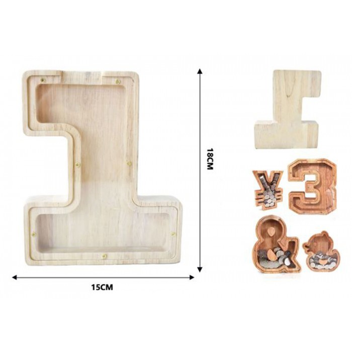 Κουμπαράς Ξύλινος Μπεζ 18x15cm Tpster 34988