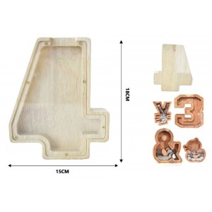 Κουμπαράς Ξύλινος Μπεζ 18x15cm Tpster 34991