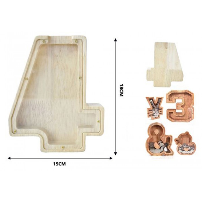 Κουμπαράς Ξύλινος Μπεζ 18x15cm Tpster 34991