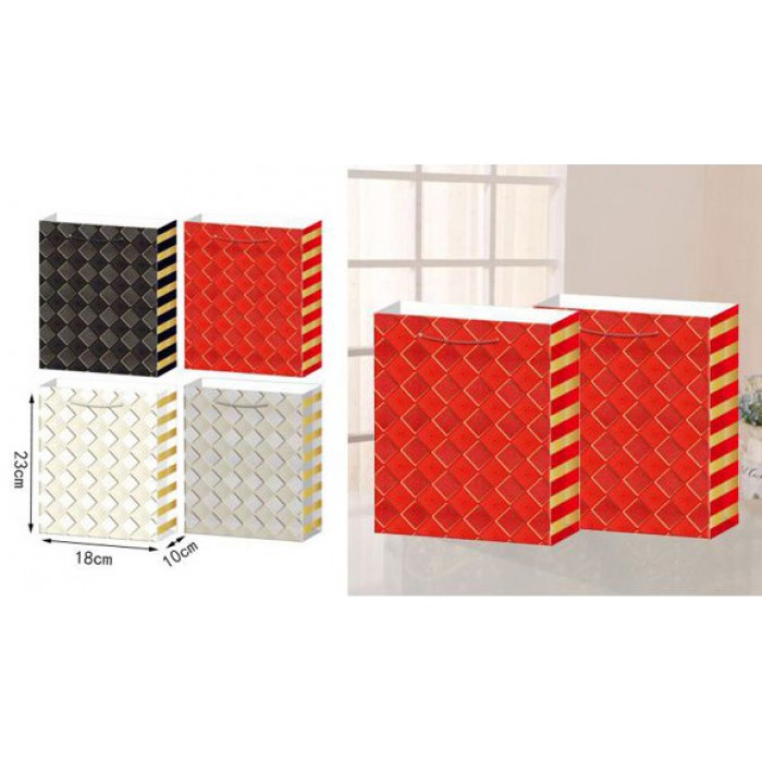 Σετ Χάρτινες Σακούλες Δώρου 23x18x10cm Πολύχρωμες 12 τεμαχίων ForHome 923662