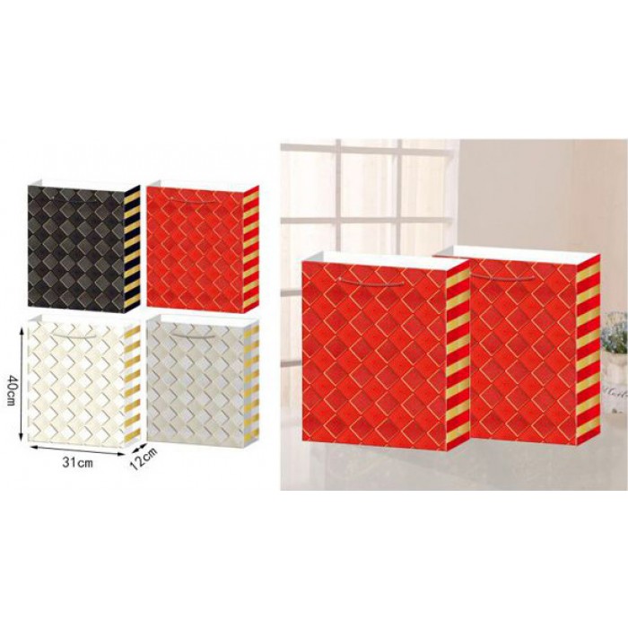 Σετ Χάρτινες Σακούλες Δώρου 40x31x12cm Πολύχρωμες 12 τεμαχίων ForHome 923664