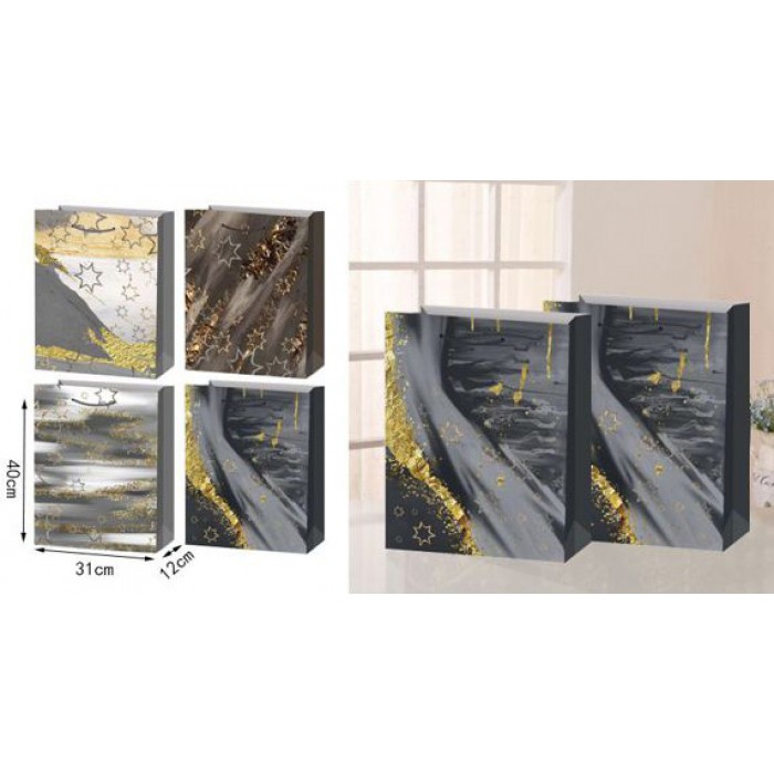 Σετ Χάρτινες Σακούλες Δώρου 40x31x12cm Πολύχρωμες 12 τεμαχίων ForHome 923652