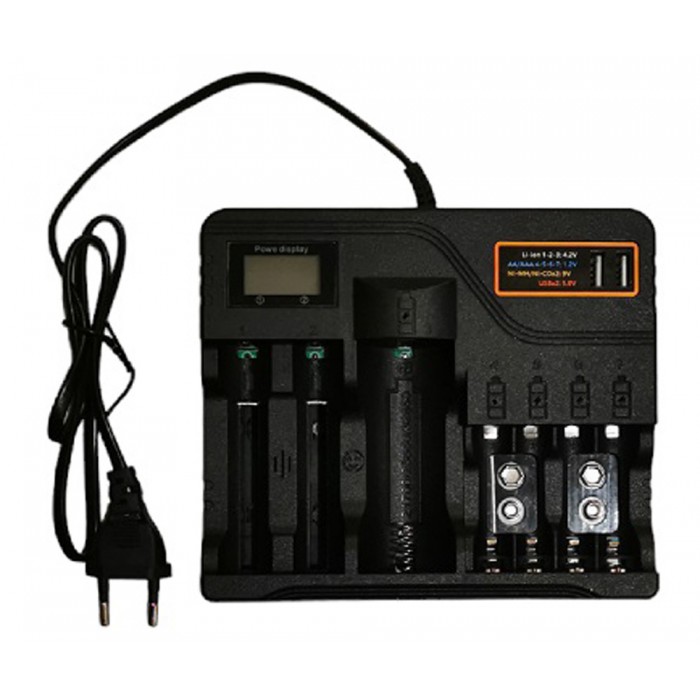 Φορτιστής 7 Μπαταριών Li-ion/AAA/AA με 2 θύρες USB