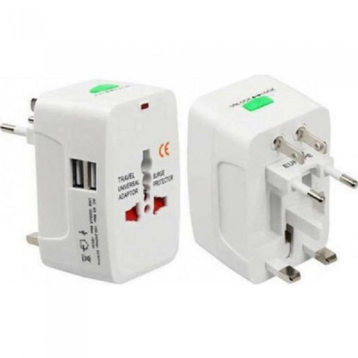 Ταξιδιωτικός Αντάπτορας Πρίζας με 2 θύρες USB 1000mA TREQA ForHome 128103
