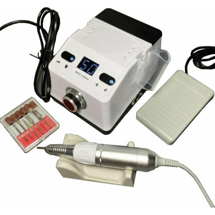 ZS-718 Τροχός Νυχιών Ρεύματος 35000rpm με Πεντάλ σε Λευκό Χρώμα 65W