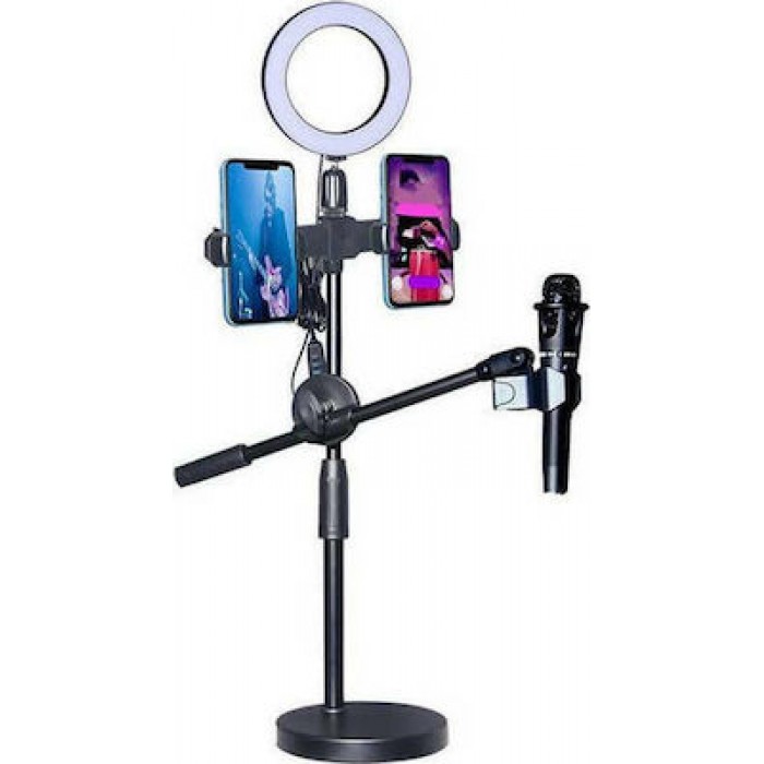ring light Επαγγελματικο με Επιτραπέζια βάση για κινητό,  και μικροφώνο  33×8.5×18 cm  HYH-129
