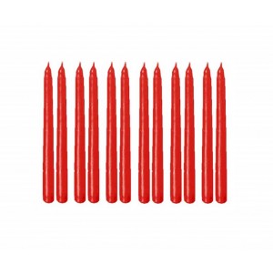 Κερί ίσο 2x20εκ. σετ 12 τεμαχίων Red