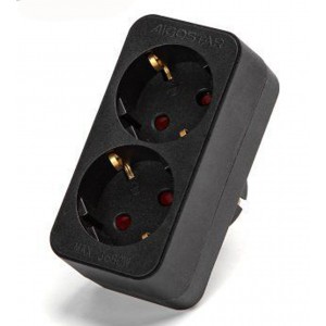 Πρίζα ασφαλείας 2 θέσεων μαύρο 10x5x7.7cm Aigostar 36095