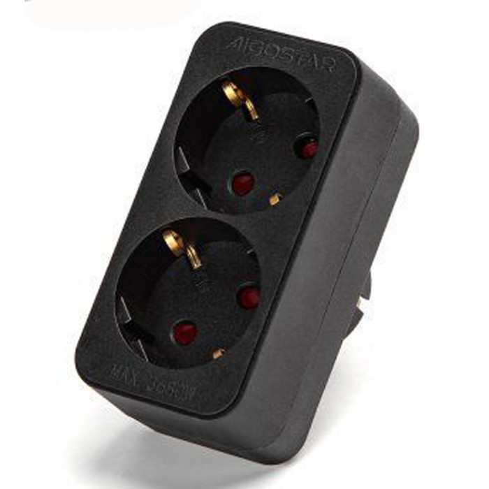 Πρίζα ασφαλείας 2 θέσεων μαύρο 10x5x7.7cm Aigostar 36095