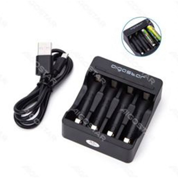 Φορτιστής 4 Μπαταριών AA/AAA μαύρο 7.5x6.6x2.5cm 1.2V Aigostar 20152