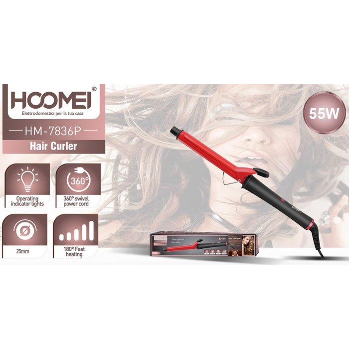Ψαλίδι Μαλλιών για Μπούκλες 55W Κόκκινο Hoomei HM-7836P
