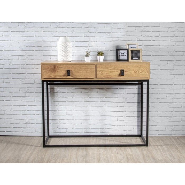 Kονσόλα Εισόδου Abbott Home Deco Factory με 2 συρτάρια και διαστάσεις 100x35x80.5cm - Απόχρωση Ξύλου
