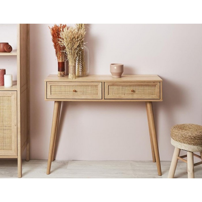 Kονσόλα Εισόδου Bali Home Deco Factory με 2 συρτάρια και διαστάσεις 100x29x81cm - Απόχρωση Ξύλου