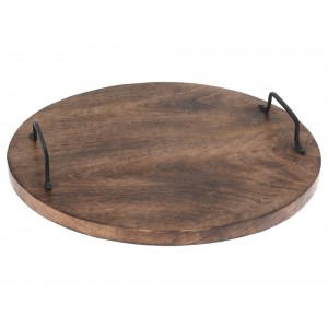 Ξύλινοσ Δίσκοσ Για Σερβίρισμα Με Λαβέσ -  39X5Cm