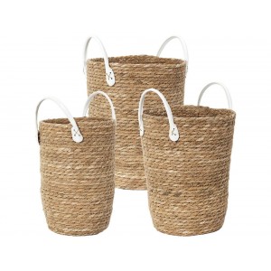  Panier Tresse Anses Imitation Cuir X3 M2 Rg9268