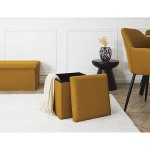 Σκαμπό-Μπαούλο Atom Home Deco Factory - 38X38X38Cm - Κίτρινο