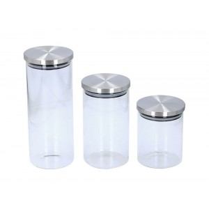  Storage Jars 3 Pc Alpina Gl/Ss Borocilicate Cb