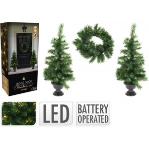  Xmas Tree H &Amp; S Collection With Led Set Of 3Pcs 76