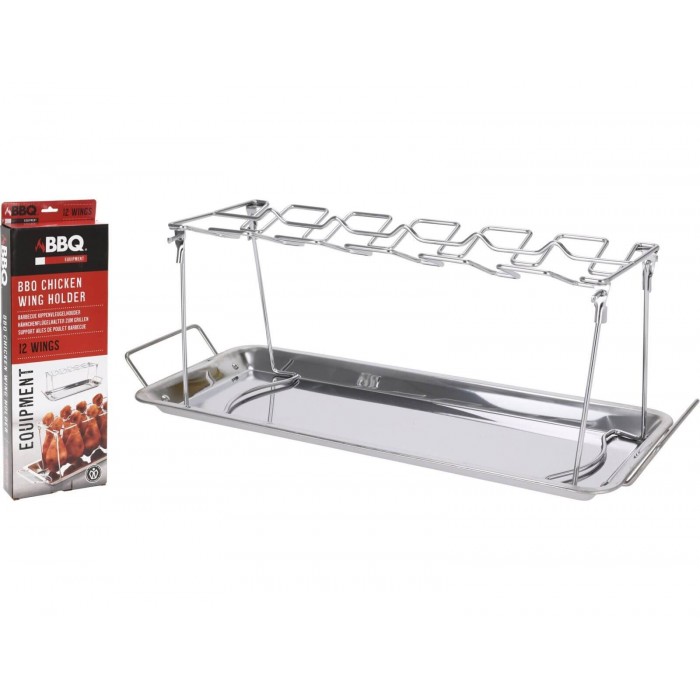 Βάση BBQ Για 12 Φτερούγες Κοτόπουλου (C83500180) Από Ανοξείδωτο ατσάλι SS430, 38 x 15.6 x 16 cm