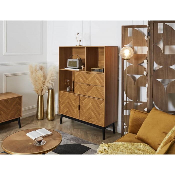 Βιβλιοθήκη Felix Home Deco Factory με ράφια, συρτάρια και διαστάσεις 100x35x140cm