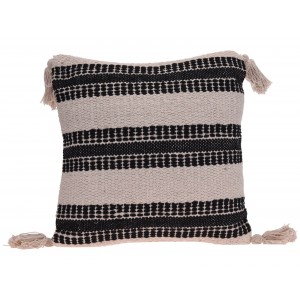 Διακοσμητικό Μαξιλάρι Black Stripe με ανάγλυφο σχέδιο, κρόσσια και διαστάσεις 45x45cm - White/Black