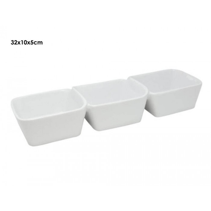 Μπωλ Σερβιρίσματος σνακ FOOD FOR FUN 24303570 πορσελάνινο, λευκό, τριπλό, 32x10x5cm