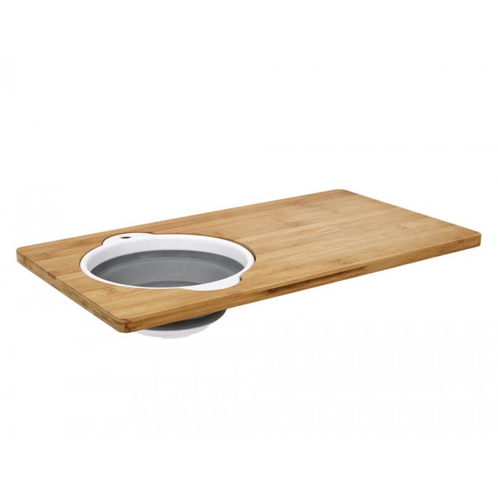 Ξύλινη επιφάνεια κοπής Cook Concept με σουρωτήρι, από Ξύλο Bamboo, 49.5x28x1.5cm