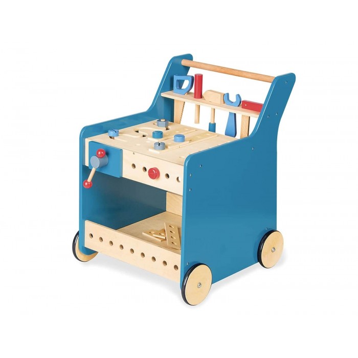 Ξύλινος πάγκος με εργαλεία Kalle Pinolino με διαστάσεις 44x52x57cm - Hλικίες 3 ετών και άνω - Blue