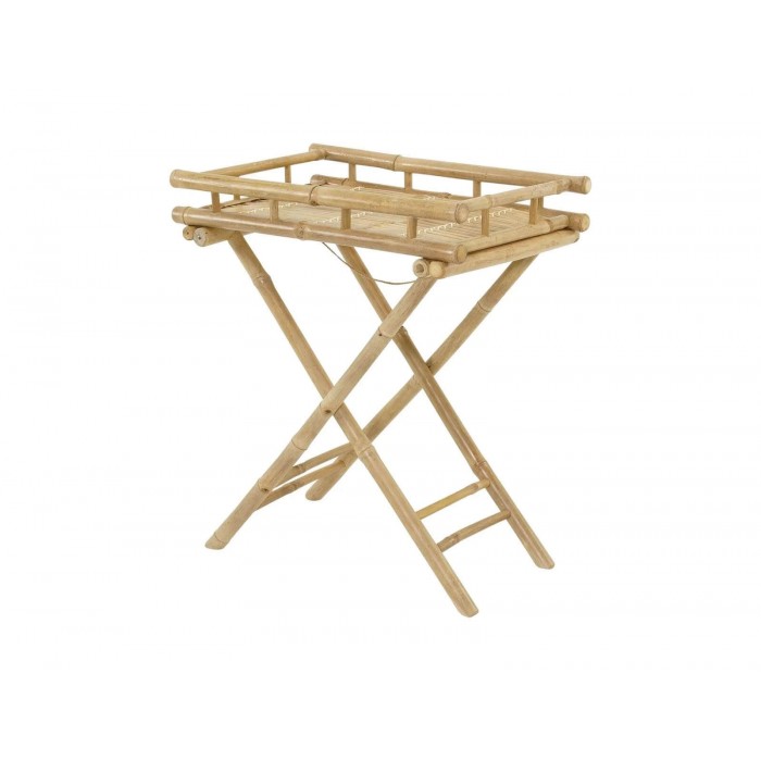 Πτυσσόμενο Τραπεζάκι & Δίσκος Lesli Living από Ξύλο Bamboo, με διαστάσεις 60x40x68cm - Απόχρωση Ξύλου