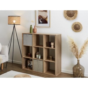 Ραφιέρα Οργάνωσης Klaus Home Deco Factory με 9 ράφια και διαστάσεις 102x32x99cm - Συνδυάζεται με κουτιά αποθήκευσης - Σε απόχρωση Ξύλου