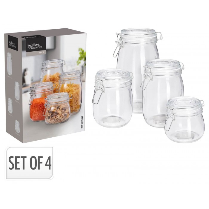  Storage Jar Glass Set Of 4Pcs Cd4000300
