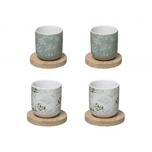 Σετ Κούπες & Ξύλινη Βάση Green Harmony Secret de Gourmet με χωρητικότητα 130ml - 8 τεμάχια