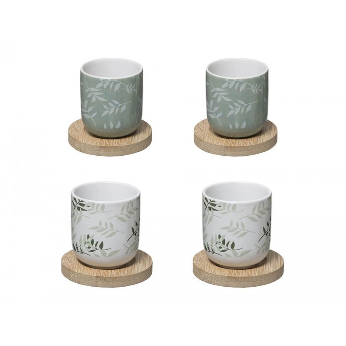 Σετ Κούπες & Ξύλινη Βάση Green Harmony Secret de Gourmet με χωρητικότητα 130ml - 8 τεμάχια