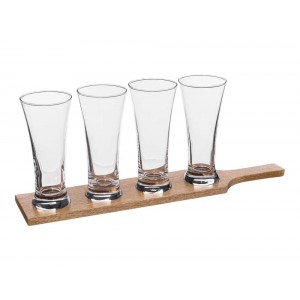  Σετ Ποτήρια Μπύρας & Ξύλινη Βάση Victor Secret de Gourmet με χωρητικότητα 270ml - 5 τεμάχια